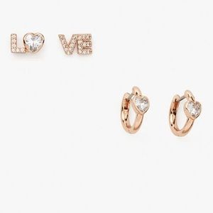 Kate Spade tiny twinkles love studs & huggies set